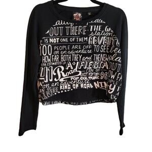 Soho Babe Graffiti Sweatshirt Teen's Cropped AOP Black Large Y2K Streetwear